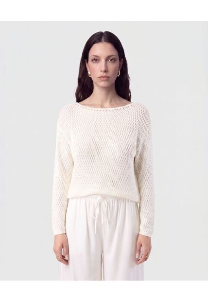 Saco De Punto Calado   Para Mujer Blanco Patprimo