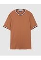 Camiseta Regular Fit Con Rib   Para Hombre Café Patprimo de Patprimo