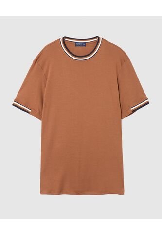 Camiseta Regular Fit Con Rib   Para Hombre Café Patprimo Patprimo