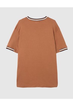 Camiseta Regular Fit Con Rib Para Hombre Café Patprimo
