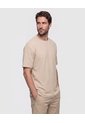 Camiseta Texturizada Cuello Redondo   Para Hombre Beige Patprimo de Patprimo