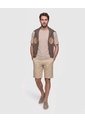 Camiseta Texturizada Cuello Redondo   Para Hombre Beige Patprimo de Patprimo