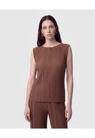 Blusa Textura Plisada   Para Mujer Café Patprimo Patprimo