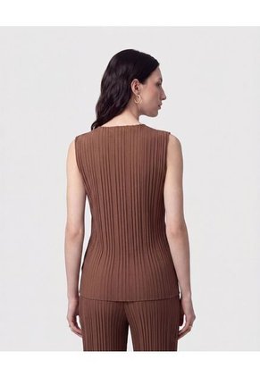 Blusa Textura Plisada Para Mujer Café Patprimo