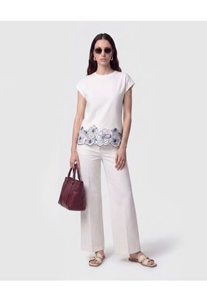 Pantalón Culotte Con Pretina Lisa Para Mujer Blanco Patprimo