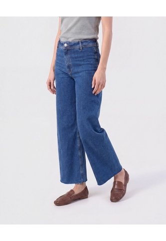 Jeans Corte Culotte De Tiro Alto   Para Mujer Azul Patprimo Patprimo