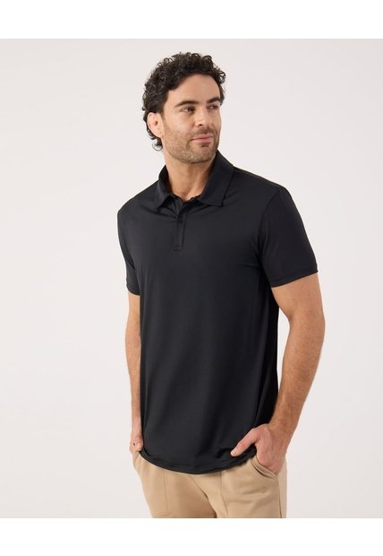 Polo Deportiva Unicolor   Para Hombre Negro Patprimo