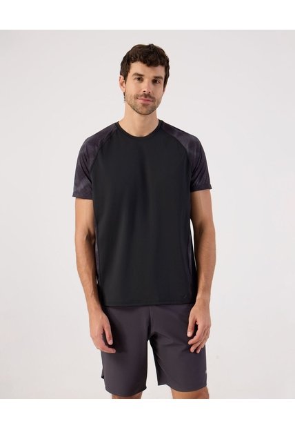 Camiseta Deportiva De Manga Ranglán  Para Hombre Negro Patprimo