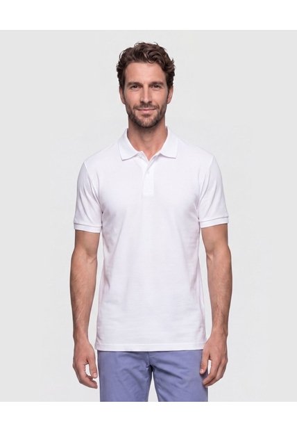 Polo Premium En Tejido Piqué   Para Hombre Blanco Patprimo