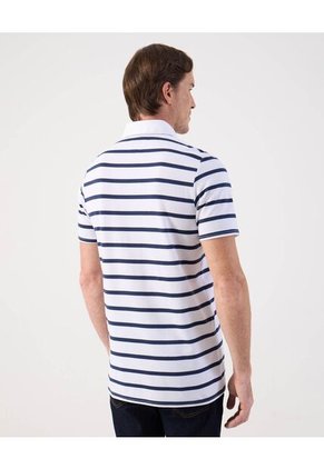 Polo A Rayas Clásico Con Bolsillo   Para Hombre Blanco Patprimo