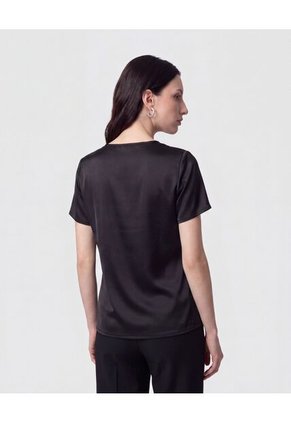 Blusa Unicolor Con Encaje Para Mujer Negro Patprimo