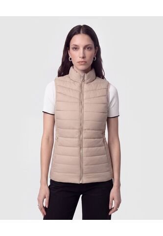Chaleco Acolchado Con Cierre   Para Mujer Beige Patprimo Patprimo