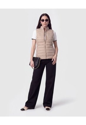 Chaleco Acolchado Con Cierre Para Mujer Beige Patprimo