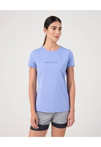 Camiseta Mc Unicolor Corta Con Screen  Para Mujer Azul Patprimo Patprimo