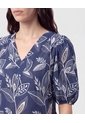 Blusa Cuello En V Manga Globo   Para Mujer Azul Patprimo de Patprimo