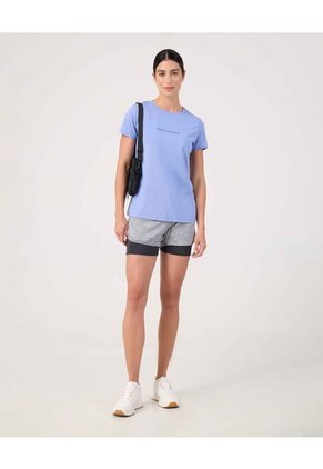 Camiseta Mc Unicolor Corta Con Screen  Para Mujer Azul Patprimo