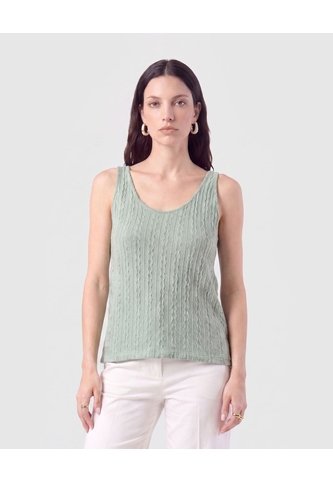 Camiseta De Tiras En Tejido De Punto   Para Mujer Verde Patprimo Patprimo