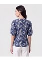 Blusa Cuello En V Manga Globo   Para Mujer Azul Patprimo de Patprimo