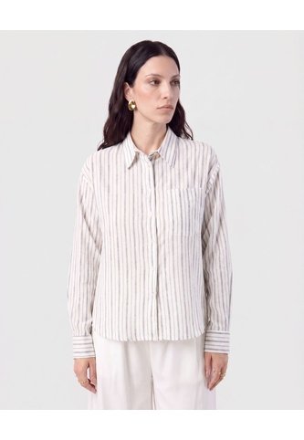 Camisa De Rayas Con Bolsillo   Para Mujer Azul Patprimo Patprimo