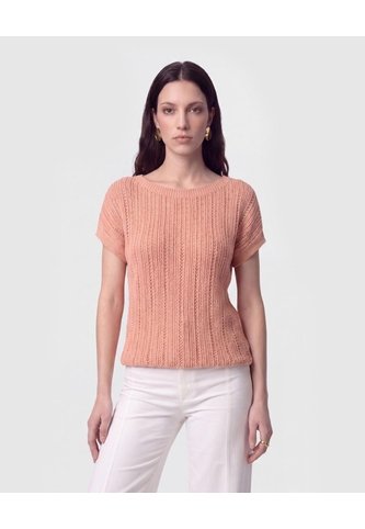 Camiseta En Tejido De Punto Calado   Para Mujer Rosa Patprimo Patprimo