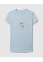 Camiseta Mc Unicolor Corta Con Screen  Para Mujer Azul Patprimo de Patprimo