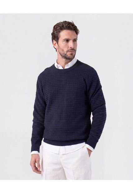 Saco Tejido Cuello Redondo Texturizado   Para Hombre Azul Patprimo
