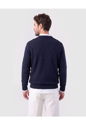 Saco Tejido Cuello Redondo Texturizado Para Hombre Azul Patprimo