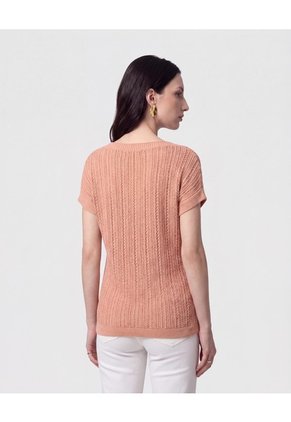 Camiseta En Tejido De Punto Calado   Para Mujer Rosa Patprimo