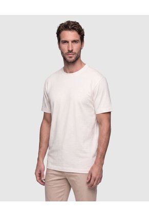 Camiseta Cuello Redondo Manga Corta Para Hombre Crema Patprimo