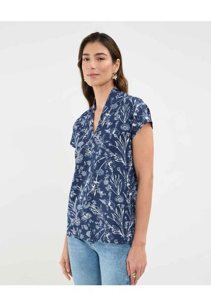 Camiseta Para Mujer Manga Corta Cuello V Color Azul Marca Patprimo #30093707