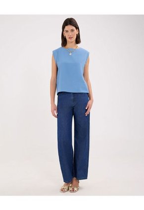 Blusa Escote Redondo  Para Mujer Azul Patprimo