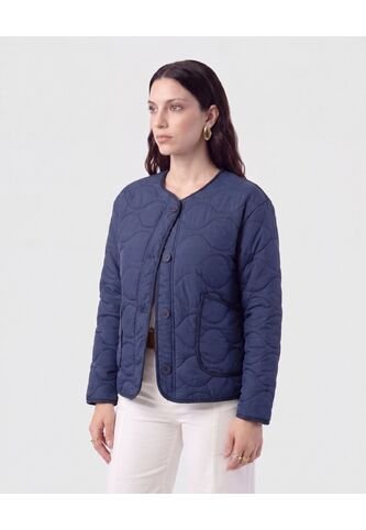 Chaqueta Acolchada Cuello Redondo   Para Mujer Azul Patprimo Patprimo