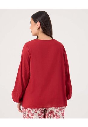 Blusa Bordada Con Cordon   Para Mujer Rojo Patprimo