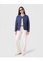 Chaqueta Acolchada Cuello Redondo   Para Mujer Azul Patprimo de Patprimo