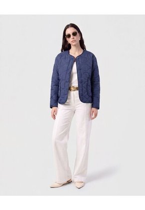 Chaqueta Acolchada Cuello Redondo Para Mujer Azul Patprimo