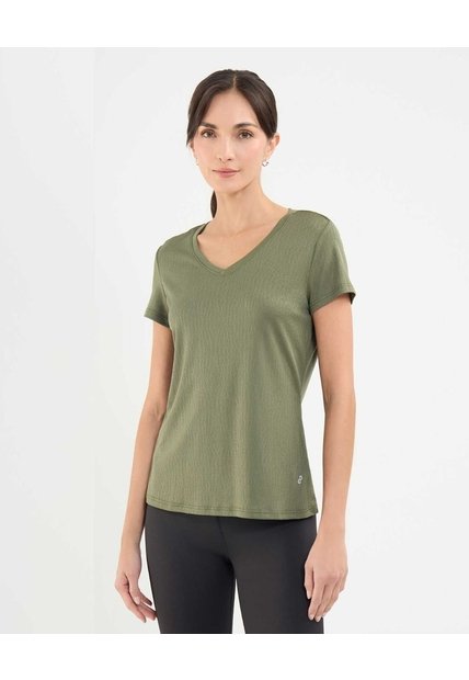Camiseta Deportiva Cuello En V  Para Mujer Verde Patprimo