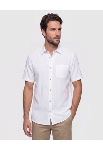 Camisa Manga Corta Texturizada   Para Hombre Blanco Patprimo Patprimo