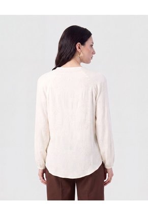 Blusa Botonadura Y Escote En V   Para Mujer Beige Patprimo