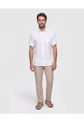 Camisa Manga Corta Texturizada   Para Hombre Blanco Patprimo