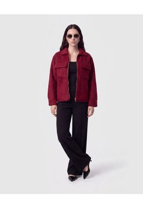 Chaqueta Unicolor Texturizada Para Mujer Vino Patprimo