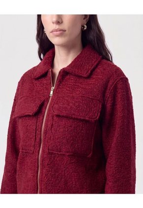Chaqueta Unicolor Texturizada Para Mujer Vino Patprimo