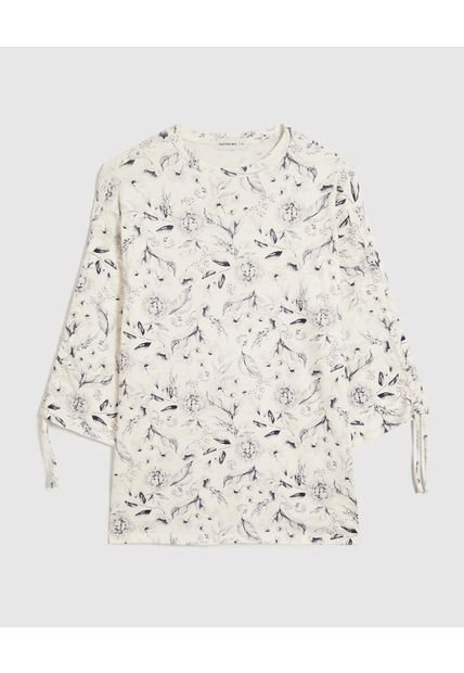 Camiseta Para Mujer Manga 3/4 Cuello Redondo Color Crema Marca Patprimo #14091411