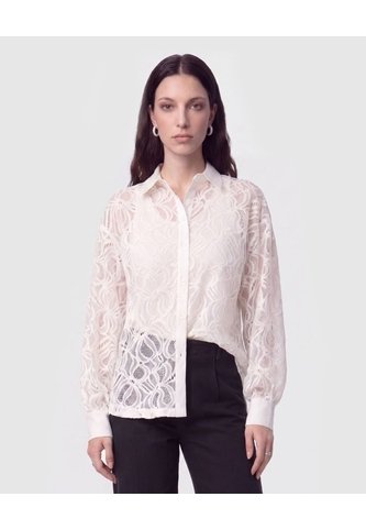 Camisa En Encaje Con Transparencia   Para Mujer Blanco Patprimo Patprimo