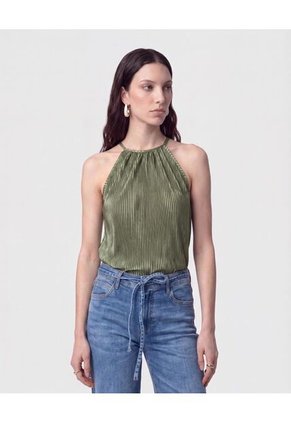 Blusa Plisada Cuello Halter Para Mujer Verde Patprimo