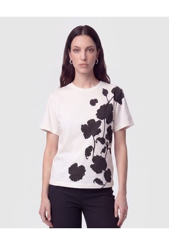 Camiseta Cuello Redondo Bordada   Para Mujer Blanco Patprimo Patprimo