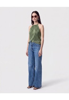 Blusa Plisada Cuello Halter Para Mujer Verde Patprimo