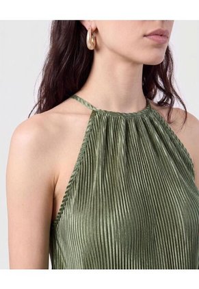 Blusa Plisada Cuello Halter Para Mujer Verde Patprimo