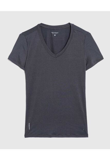 Camiseta  Básica Cuello V Manga Corta  Para Mujer Gris Patprimo