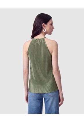 Blusa Plisada Cuello Halter Para Mujer Verde Patprimo