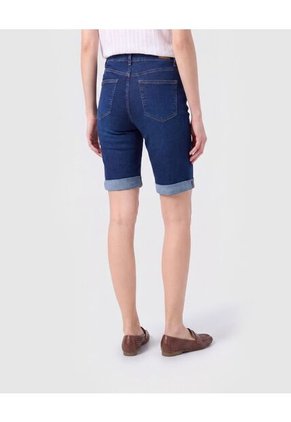Bermuda Denim Con Dobladillo Para Mujer Azul Patprimo
